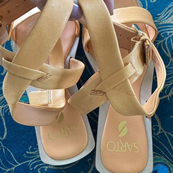 Franco Sarto Leather Ankle Wrap Sandals - Picture 8 of 8